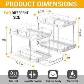 NIVOR Under Sink Organizer – 2 Sets of 2 Tiers Multi Purpose Under Sink Organizers And Storage With Dividers Stackable For Kitchen And Bathroom