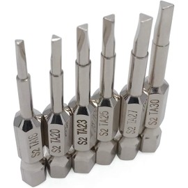 NGe Triangle Screwdriver Bit Set, 6 Pieces Triangle Screw Head, 2 Inch Length, 1/4” Hex Shank, Pack of TA18, TA20, TA23, TA25, TA27, TA30