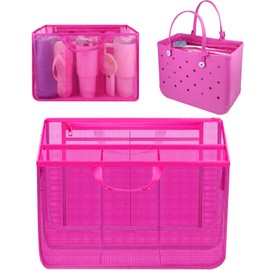 Utook Beach Bag Organizer Insert Compatible with X Large Bogg Bags - Lightweight Mesh Insert Suitable for Original Bogg Bags Accessories， Beach Bag Essentials (Pink)