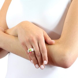 Heartbreaker Luxury women's frog ring from the Froggy collection in real silver, 925 sterling silver, nickel-free, elegant ring with frog king for women, enamel