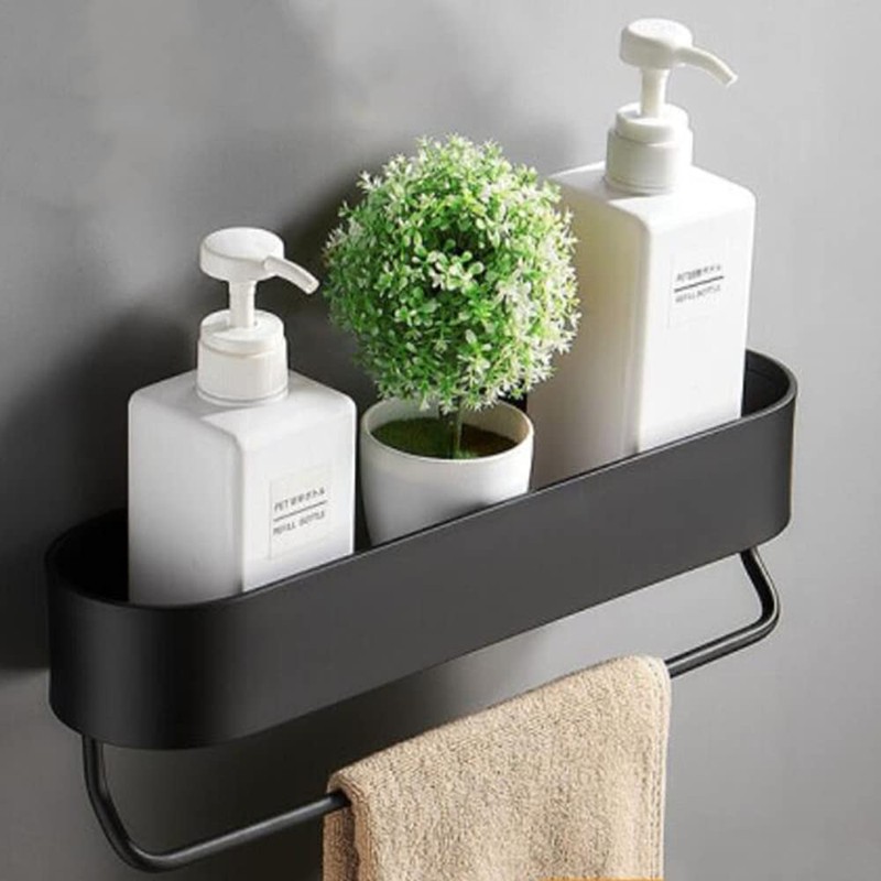 Hodzeed No Drilling Shower Shelf with Towel Rail Bar -