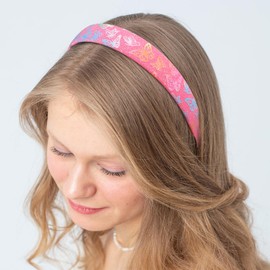 ZIRICHER Glitter Headbands Shiny Sequins Headband,3Pcs Bling Thick Plastic Hairband with Teeth Wide Sparkly Hair Hoops with Butterfly Pattern for Girls Women Glittery Hair Accessorie(Pink,Gold,Blue)