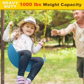 2Pcs 60" Heavy Duty Hanging Chains with Carabiners 1000 LBs Capacity Swing Chain with Hooks Porch Swing Chains Yellow Coated Chain for Hammock, Tree Swings, Hanging Chair, Heavy Bags, Swings Chair