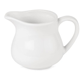 Olympia Athena Hotelware White Milk Jugs 170ml / 6 ounce, Pack of 4, Size: 75(H) x 75(W)mm (100(W)mm with Handle), Non-Drip Spout, Chip Resistant Percelain, Catering and Restaurant Grade | CF370