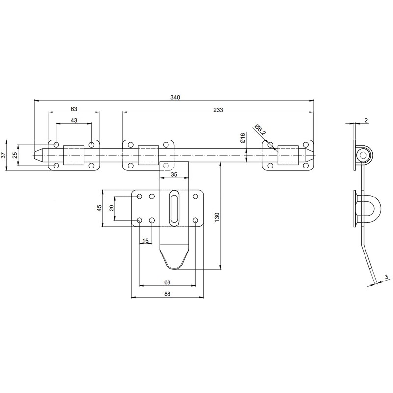 KOTARBAU® Door Bolt Garage Door Bolt 340 mm Galvanised