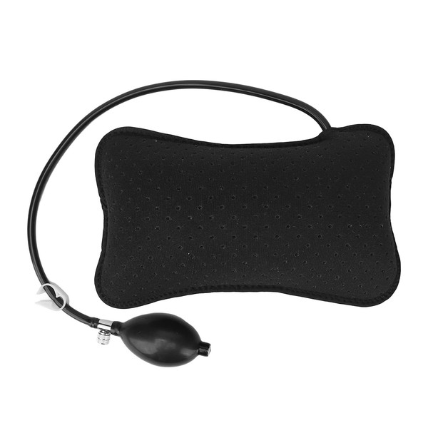 Inflatable Adjustable Lumbar Cushion Portable for Car Travel, Black Foam