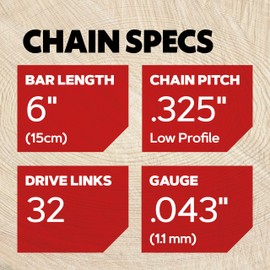 Oregon SpeedCut Nano Saw Chain for 15 cm Guide Rail (6 inches), .325 Inch Low Profile Pitch, 1.1 mm Drive Link Thickness, 32 Drive Chain for Petrol & Electric Chainsaws, Suitable for Makita Chainsaws