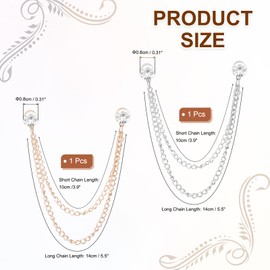 PATIKIL Rhinestone Chain Brooch Pins, 2 Pcs Round Crystal Tassel Chain Hanging Fashion Crystal Lapel Suit Pins for Women Men Clothes Dress Bouquet Coat Hat Bag, White