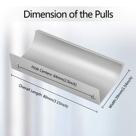 Qjaiune Back Mount Finger Edge Pull 80mm/3.15", Aluminum Hidden Handle Concealed Tab Pulls for Home Kitchen Living Room Door Drawer Cabinet (8Pcs, Silver)