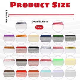 26PCS Book Binding Headbands Endbands, 11.8 Inches Long 0.6 Inch Wide Bookbinding Headbands 24 Colors Cotton Binding Kit for Bookbinding, Books Decor for Beginners DIY School Supplies