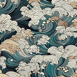 Boho White Cream Blue Vintage Sea Wave Geometric Mosaic Peel and Stick Wallpaper Contact Paper Vintage Vinyl Stick on Wall Paper for Bedroom Bathroom Kitchen Cabinet Renter Friendly