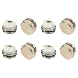 x4 Air Bleeder & Blank Cap Set Manual Radiator AIR Vent Bleed Plug Valve Kit 1/2" BSP