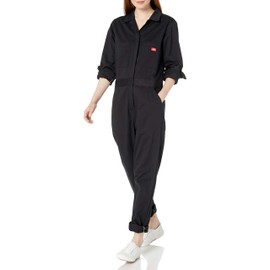 Dickies Women's Long Sleeve Cotton Twill Work Utility Coveralls, Black, M UK