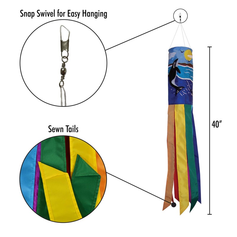 In the Breeze Orca Scene Windsock, 40-Inch,4172