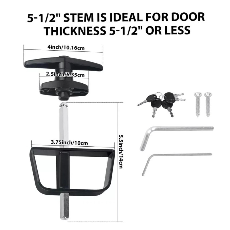 BTEOBFY Shed Door Latch T-Handle Lock Kit with 5 KeysBTEOBFY