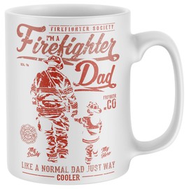 Purple Print House Gifts for Dad, Fireman Firefighter, Funny Mugs, Gift Fathers Day Grandad Dad Birthday Novelty Son Kid, White, One Size