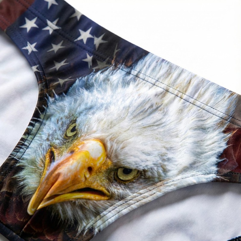 Men Swim Briefs Bald Eagle American Flag 4Th of July