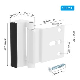 PATIKIL Home Security Door Lock, 3" Stop Door Reinforcement Lock Withstand 800 Lbs High-Security Aluminum Door Latch Stopper with Screws for Home Safety Privacy, White