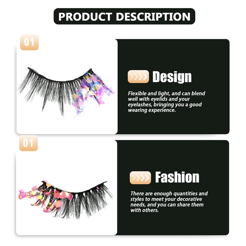 Mikinona 3 Pack Decorative False Lashes Natural Look Glitter Fluorescent