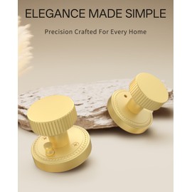 Asidrama 4 Pack Privacy Gold Door Knob with Lock, Brush Gold Door Knobs Interior for Bedroom or Bathroom, Heavy Duty Brush Gold Door Handle for Left Right Sided Doors