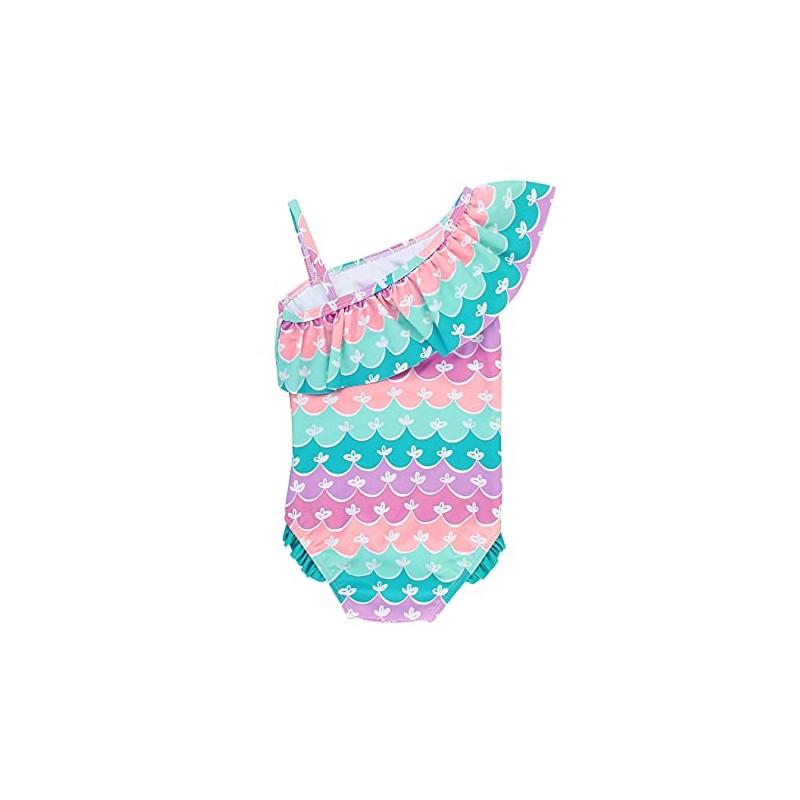 RuffleButts Girls UPF50+ Sun Protection One Shoulder Single Ruffle One