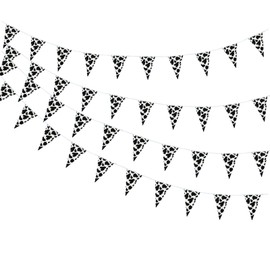 Bliceon 65.5 Ft Cow Print Pennant Bannars, Reusable Cow Print Birthday Party Supplies for Farm Theme Party, Cow Pennant Bannar, Cute Cow Pennant Flags for Party Decorations