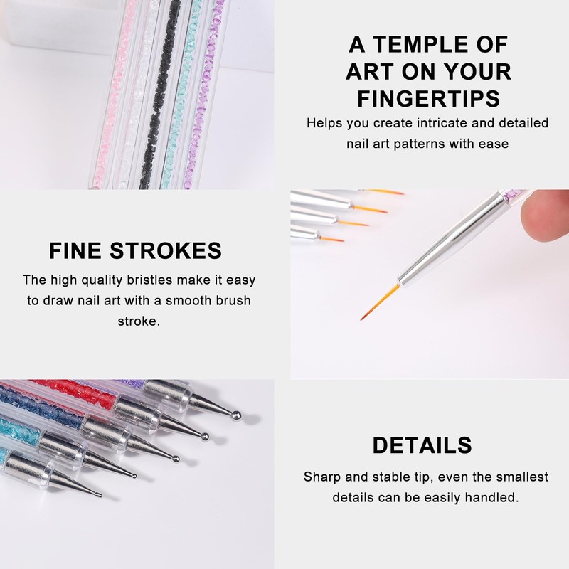 5pcs Nail Art Brushes & Dotting Tools Set - Double