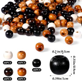 FNANJWQ 200Pcs Wooden Beads with Large Hole, 5 Colors Wood hBeads Big Hole Wooden Spacer Bead for Jewelry Bracelets Necklaces Hair Bands Earrings Pendants DIY Handicrafts