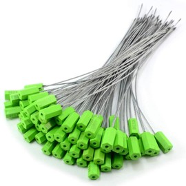 Whmpfytc Green Pull-Tite Steel Security Cable Wire Seals 15.75'' Long Numbered Anti-Tamper Security Tags, 50 Pcs