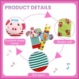 VONJUMA Rattle Socks Baby 0-6 Months Wrist Rattle Socks and Foot Finder Baby Toy Baby Toy Educational Toy for Newborn Boys and Girls Baby Gifts for Baby Shower Baby Birthday