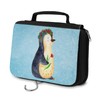 Mr. & Mrs. Panda Penguin Flower Wreath Toiletry Bag, blue,