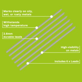 Tracer 2.8mm Silver Welders Leads x 6 - Specialist replacement leads for the Deep Hole Construction Pencil in storage case.
