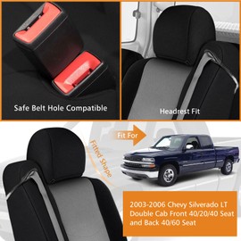 Kistrba Seat Covers Compatible with 2003-2006 Chevy Silverado LT Crew Cab Front and Back, Knitted Fabric Heavy Duty, Front 40/20/40 Split Seat and Rear 60/40 Split Bench Seat with Armrest