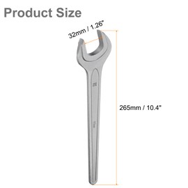 sourcing map Single Open Ended Spanner Wrench, 32mm, Thicken CR-V Steel Open End Wrench Tool for for Automotive Repair and Furniture Assembly, Grey