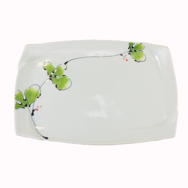 Pottery Dish, Arita-yaki, Hasamiyaki, Long Square Plate, Original, Raspberry Fuchi