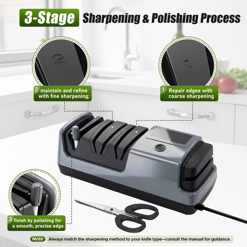 5-in-1 Electric Knife Sharpener for All Knives – Diamond Abrasive