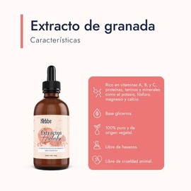 Hebbe - Extracto Glicólico de Granada 100% Puro, Antioxidante y Antiinflamatorio, 100 g
