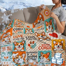 Mirelido Aesthetic Plush Fleece Throw Blanket - Ultra Soft 50''x60'' Corgi Pattern for Dog Lovers, for Dog Mom/Pet Parents, Cozy Couch Sofa Bed Decor, Kids Teens Birthday Present