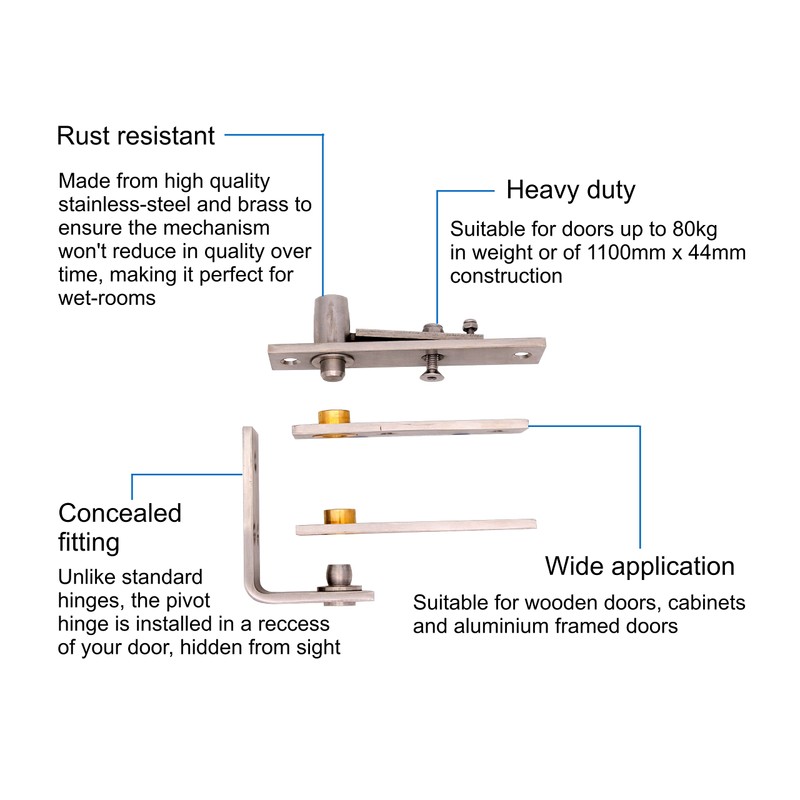 Pivot Hinge for Doors Heavy Duty Concealed 360 Degree Rotation