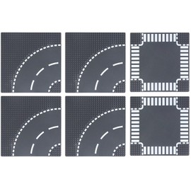 Kiuiom Pack of 6 Classic Building Block Base Plates, Street Building Base Plate Toy, Cities Street Plates, Straight Street Plate, Compatible with Most Brands, 25.5 x 25.5 cm, Grey