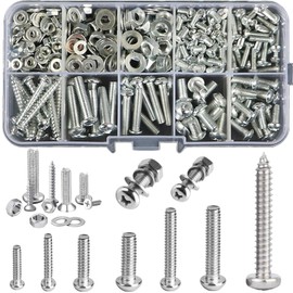 Premium 300+Piece Small Nuts and Bolts Assortment Kit(M3-M5) Stainless Steel Hardware with Hex Nuts, Washers & Screws for Home Repair, DIY Projects & Industrial Use