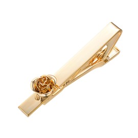 RunootPR Gold Tie Clip for Men Rose Tie Bar Clip Suitable for Wedding Business Jewelry