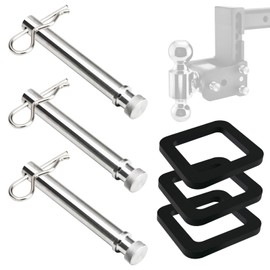 TS35010 Trailer Hitch Pins Kits for B&W Trailer Hitches Tow 2" & 2.5" Receiver, Trailer Hitches Replacement Pins with 2 Inch Hitch Receiver Silencer Pad and Stainless Steel Hitch Clip - 3 Pack