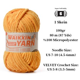 （2 Golden Yellow） 2 Pack Super Soft Fuzzy Chenille Chunky Yarn for Crocheting, 200g (175yds) Fluffy Velvet Yarn for Hand Knitting Baby Blankets Weaving Craft