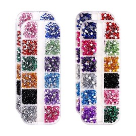 4 Boxes 2mm 3mm Assorted Colored Rhinestones Flatback Crafting Jewels Round Flat Back Crystals Small Nail Jewelry Charms Eye Makeup Gems for Crafts Clothes Bags