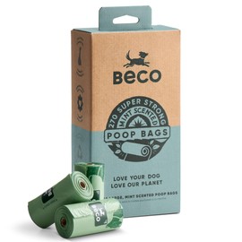 Beco Strong & Large Poop Bags - 270 Bags (18 Rolls of 15) - Mint Scented - Dispenser Compatible Dog Poo Bags