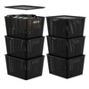 Morcte 6-Pack Black Stackable Plastic Storage Baskets with Lids