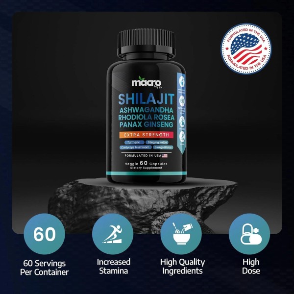 MACRO VITAL Pure Himalayan Shilajit for Men and Women 8-in-1