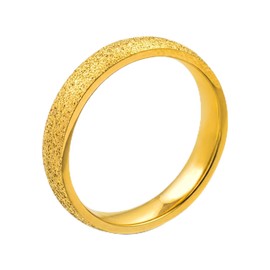 meditoys Stainless Steel Ring with Sandblasted Surface, 3 mm Wide Ring, Women's Ring Made of Stainless Steel, Colour: Gold, Robust and Scratch-Resistant, Alloy Steel