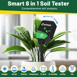 UIUZMAR Soil pH Meter Soil Moisture Meter 8 in 1 Fertility Salt Moisture pH EC Light Humidity Temp Accurate Soil pH Test Kit for Garden and Hydroponics